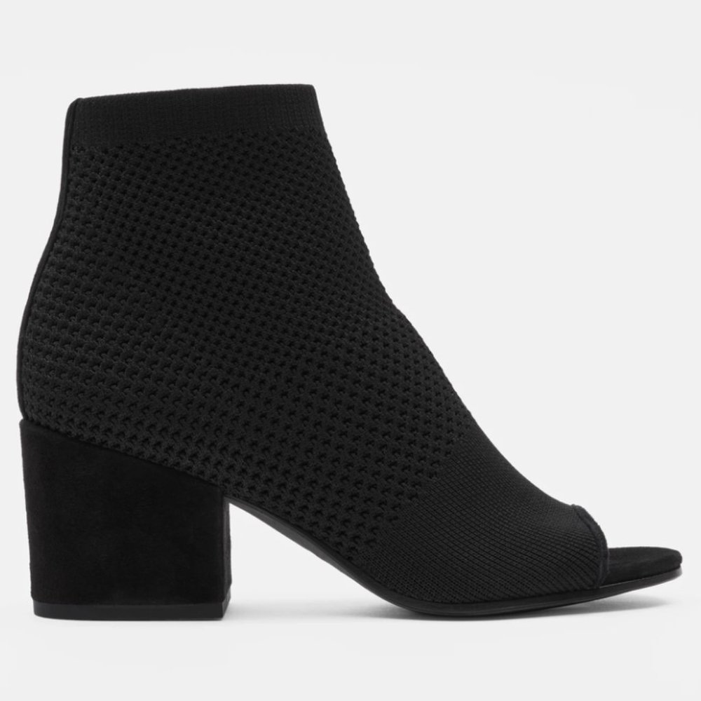 Eileen Fisher Croft Stretch Knit Open-Toe Bootie in Black~7